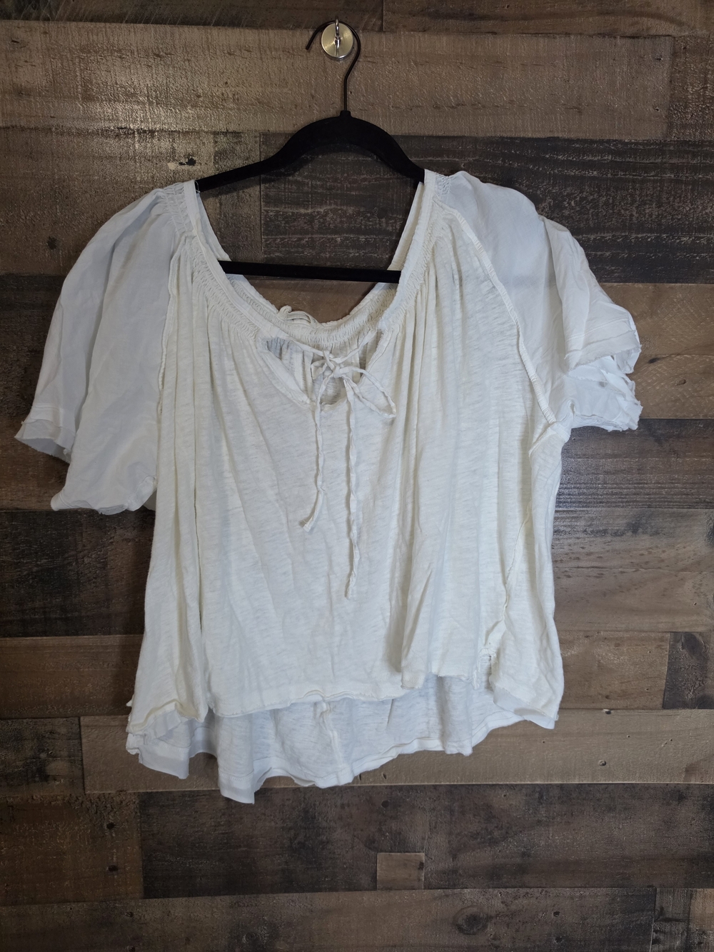 We The Free White Tie-Front Peasant Blouse